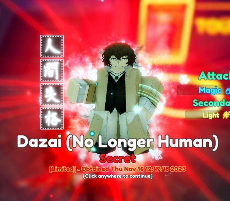 How To Get New Secret Limited Dazai In Anime Adventures Update 17.5! 
