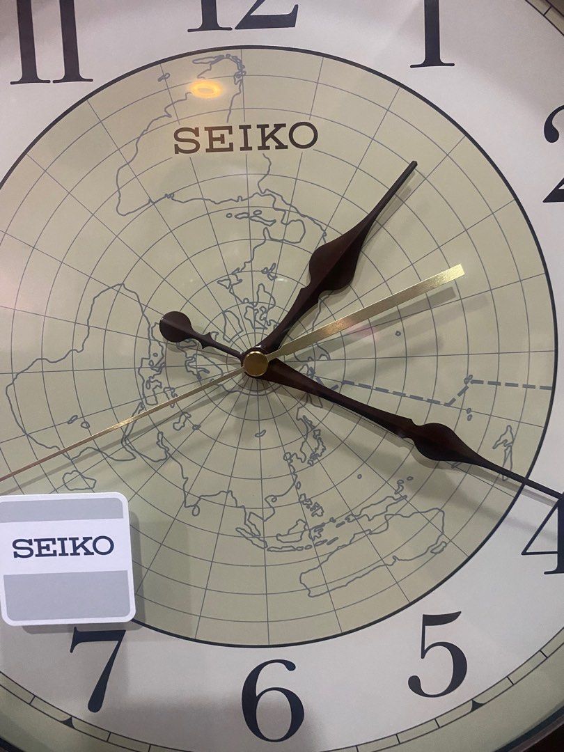 Seiko wall clock world map, Furniture & Home Living, Home Decor, Clocks