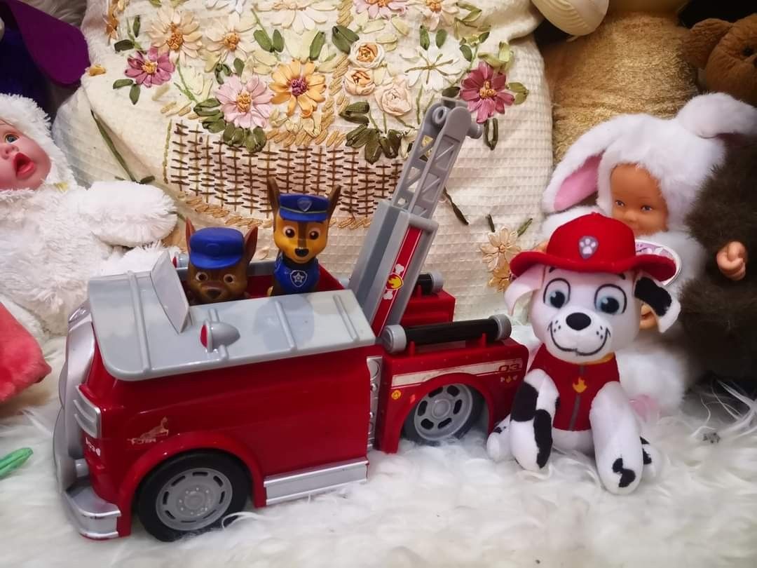 SET PAW PATROL MARSHALL FIRE TRUCK AND FIGURINE TOY Hobbies