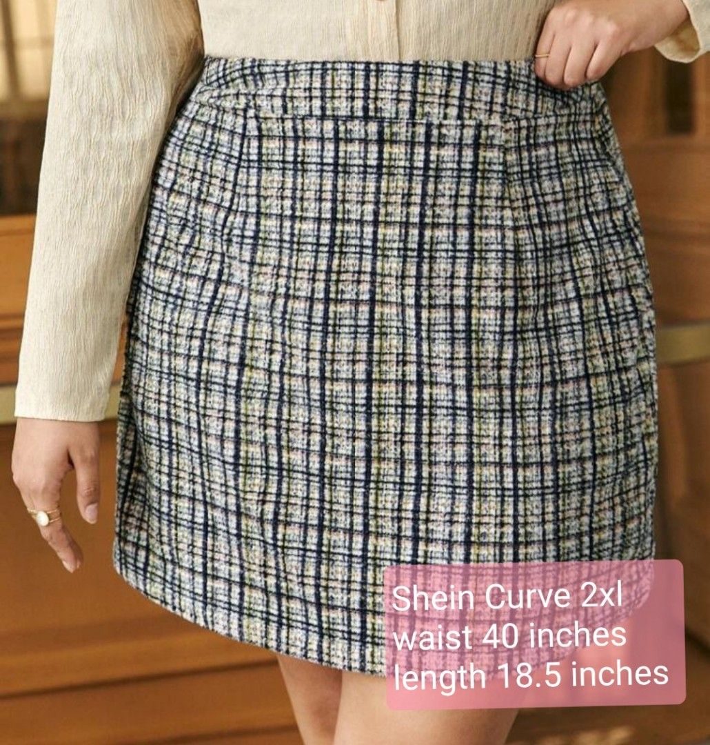 Shein Curve Plus Size Tweed Skirt 2xl, Women's Fashion, Bottoms