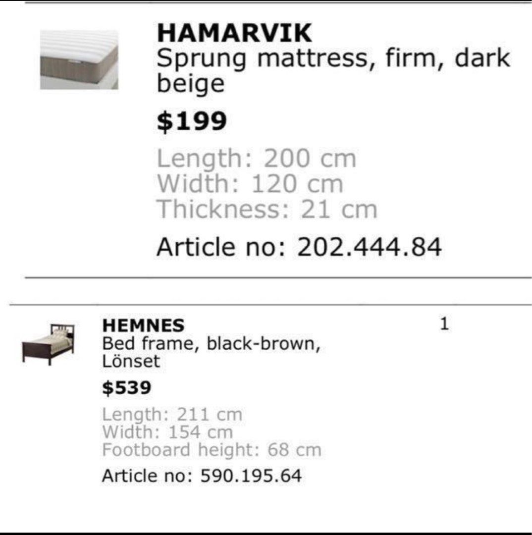 Super Single Bed and Mattress IKEA, Furniture & Home Living, Furniture