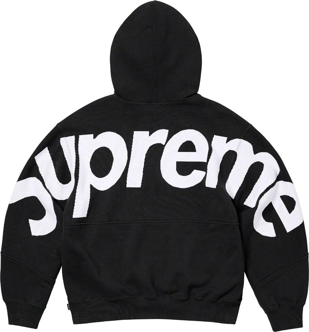 SUPREME BIG LOGO JACQUARD HOODED SWEATSHIRT Men s Fashion Tops Sets Tshirts Polo Shirts on Carousell