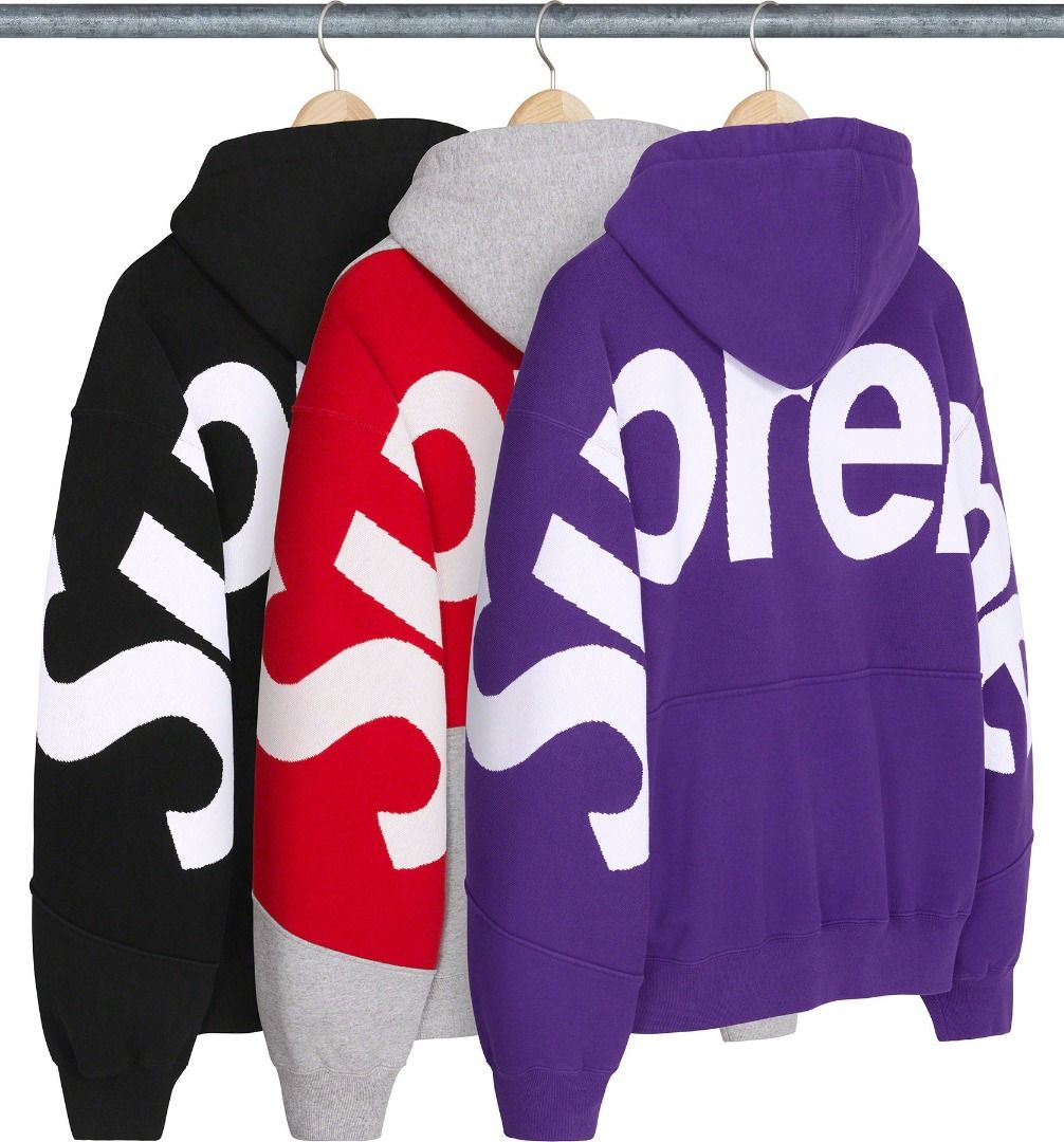 SUPREME BIG LOGO JACQUARD HOODED SWEATSHIRT, Men
