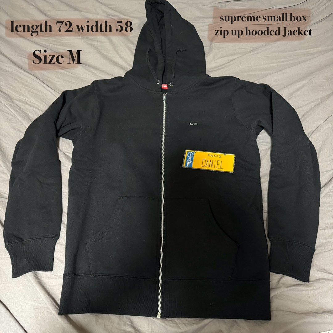 supreme small box zip up hooded jacket Size M Black, 名牌, 服裝