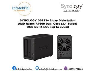SYNOLOGY DS723+ 2-bay Diskstation NAS AMD Ryzen R1600 Dual Core (3.1 Turbo) 2GB DDR4 ECC (up to 32GB)