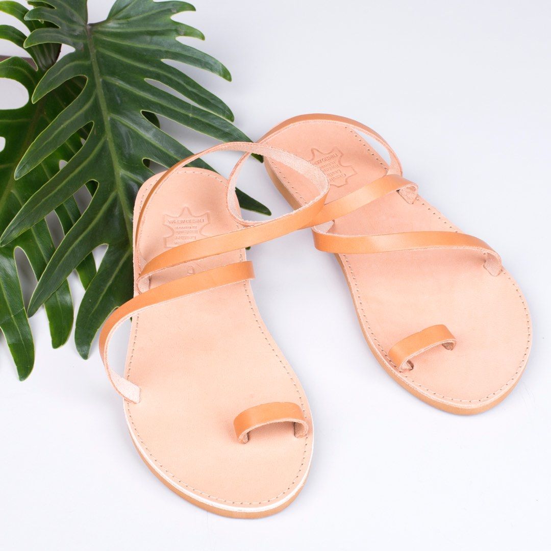 Tan real leather sandals sizes 36 40