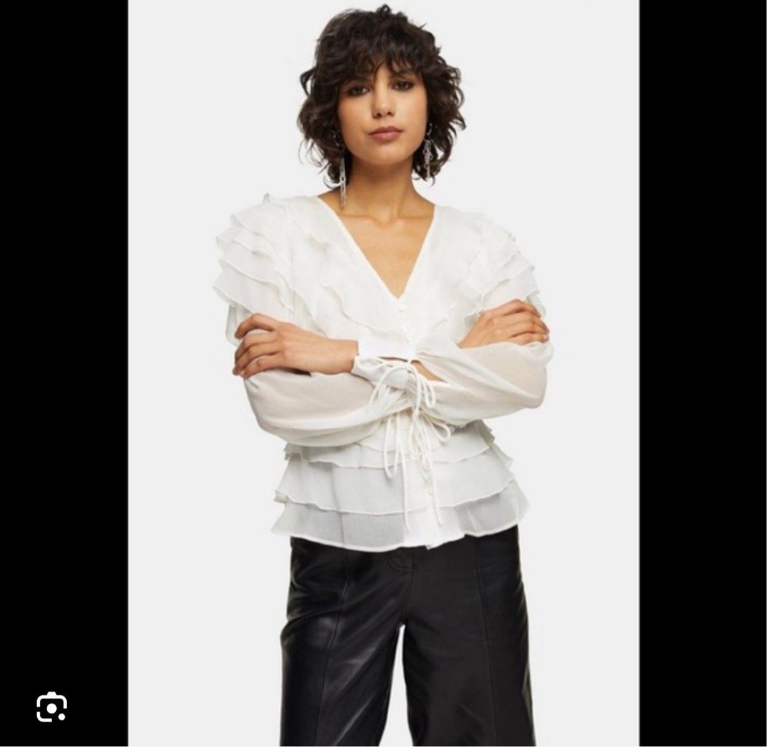 Topshop ruffle sale blouse