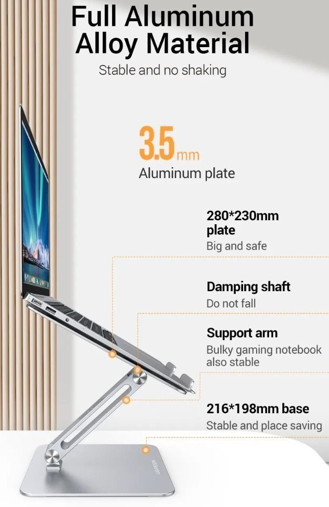 UGREEN Lifting Laptop Stand Table Stand Full Aluminum Alloy, Computers ...