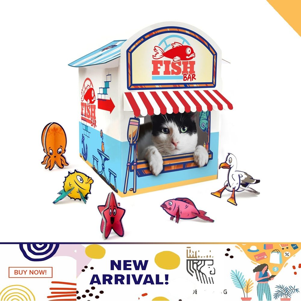 UK Cat Kiosk Play House Cat Toys Cardboard Cat House Cat