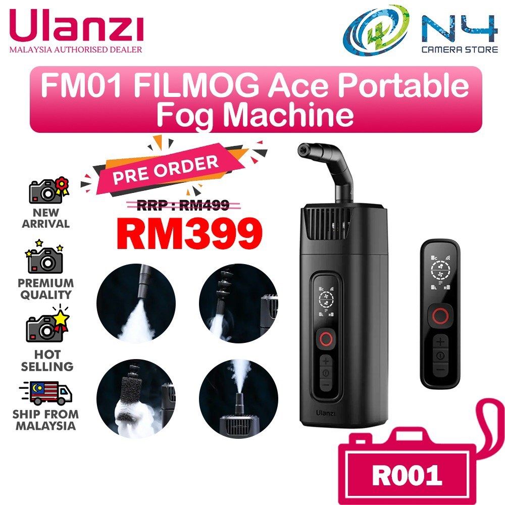 ULANZI FM01 FILMOG Ace Portable Battery Powered Fog Machine, Portable Smoke Machine Handheld Fog Machine with Remote Control Fog Machine for Photography, Outdoor Events, Parties, Stage Effects