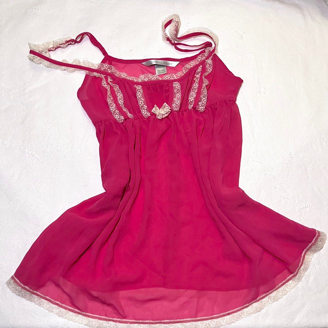 URGENT WTS: rare coquette vintage victoria's secret babydoll mesh lingerie  pink lace cami top, Women's Fashion, Tops, Sleeveless on Carousell