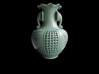 Vintage 16" Celadon Vase