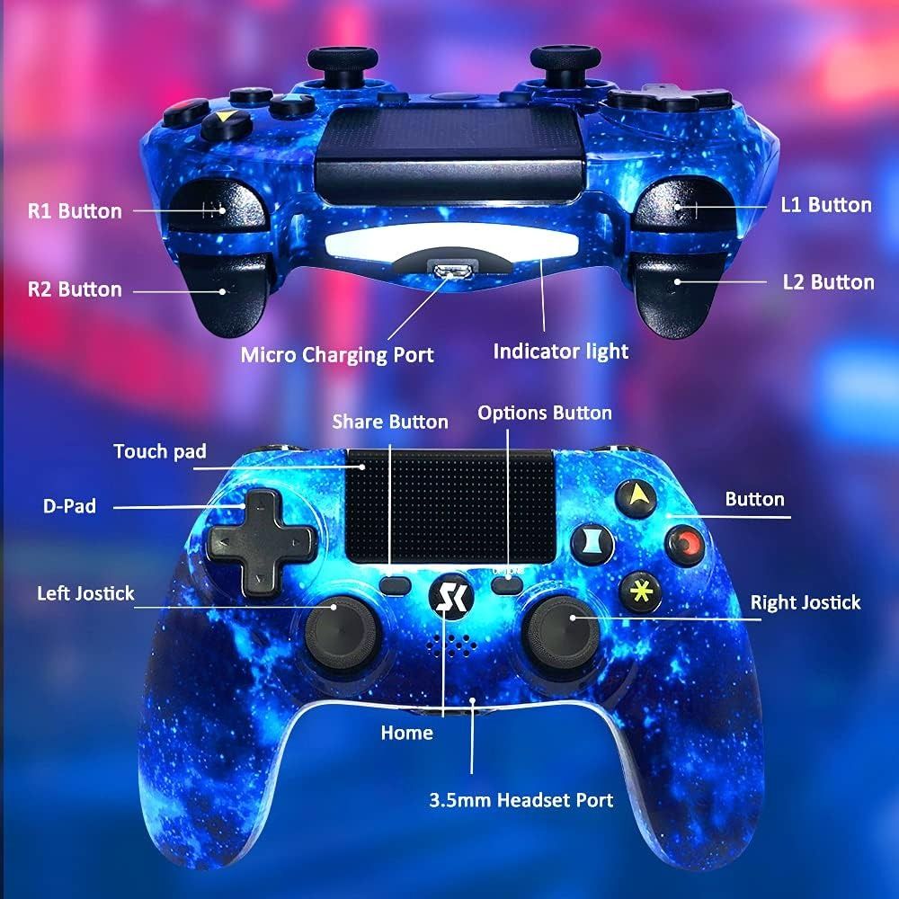 Wireless Controller for PS4, Blue Galaxy Style High Performance