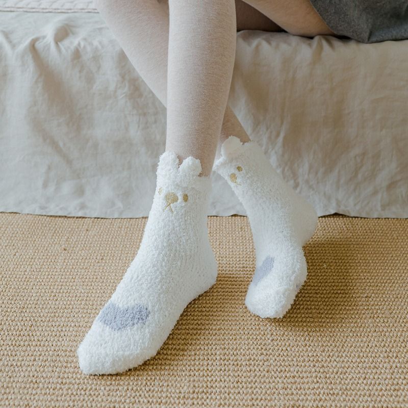 5 Pairs Womens Winter Fleece Fluffy Socks Girls Warm Soft Fuzzy Thick Crew  Cute Socks For Casual Home Sleeping