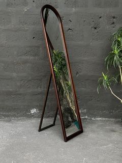 Wooden floor stand mirror