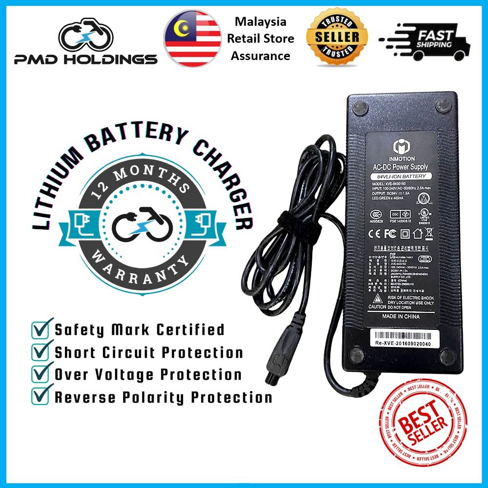 12 Months Warranty Second Hand 84V Battery Charger For 72V Inmotion V3 V5 V8 V8F V10 Gotway Msuper Unicycle Code near MA12