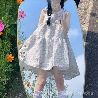日系甜美小清新洋裝夏季2023新款寬鬆顯瘦法式初戀碎花吊帶