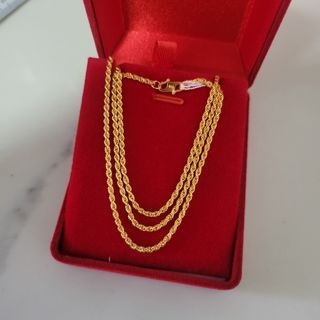 916 Gold 44cm Hollow Rope Thin Necklace