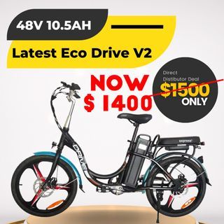 [𝐃𝐢𝐬𝐭𝐫𝐢𝐛𝐮𝐭𝐨𝐫 𝐃𝐞𝐚𝐥] 48V 10.5Ah Eco Drive Version 2 + Free Gifts Ebike E-Bike LTA Approved With GrabPayLater & Shopback Installments