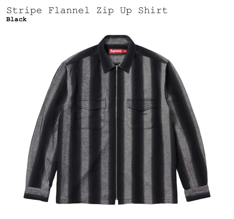 Stripe Flannel Zip Up Shirt Blacksup