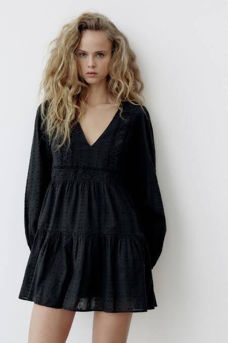 Zara Black Embroidered Dress, Women's Fashion, Dresses & Sets, Dresses  on Carousell
