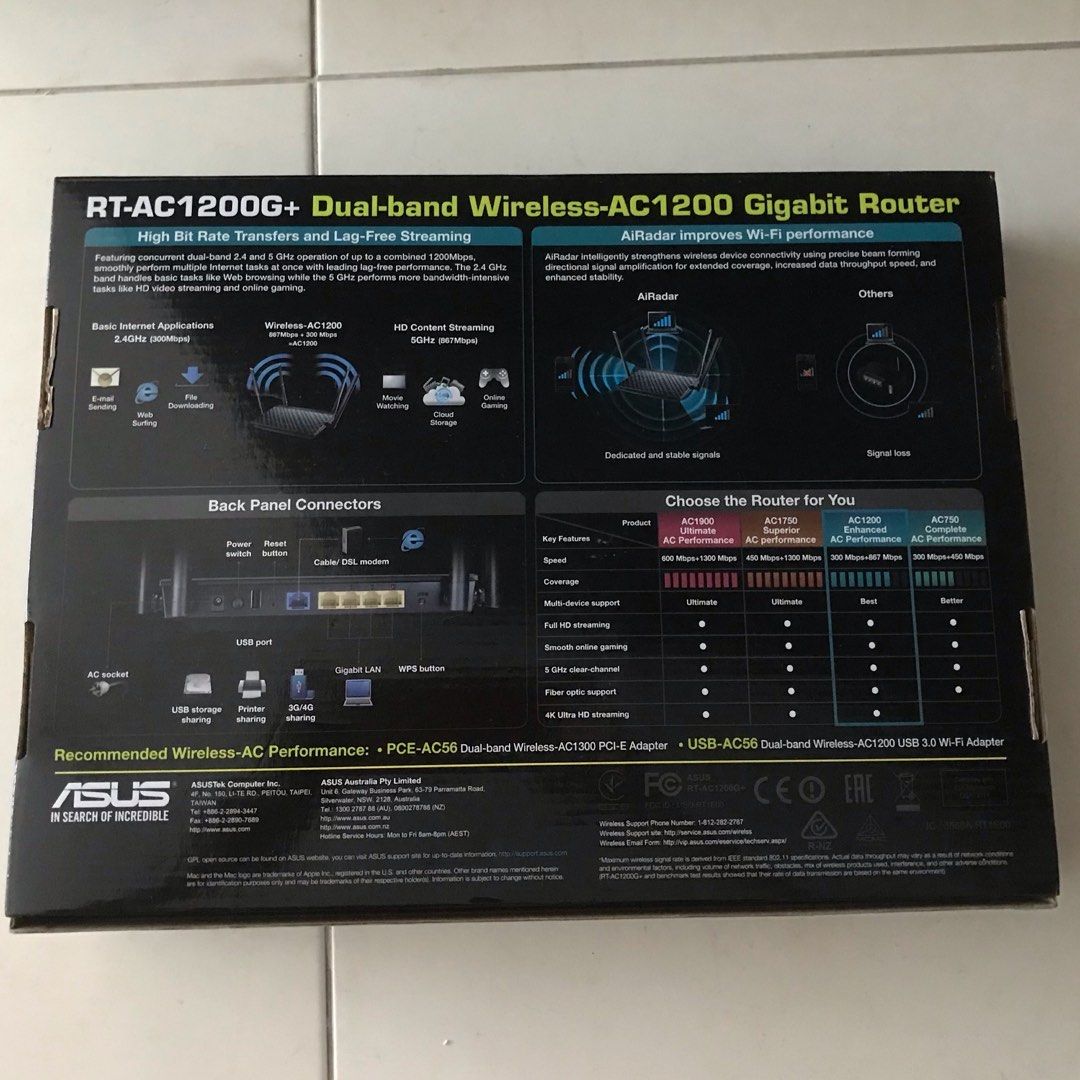 Asus Router RT-AC1200G+, Computers & Tech, Parts & Accessories ...