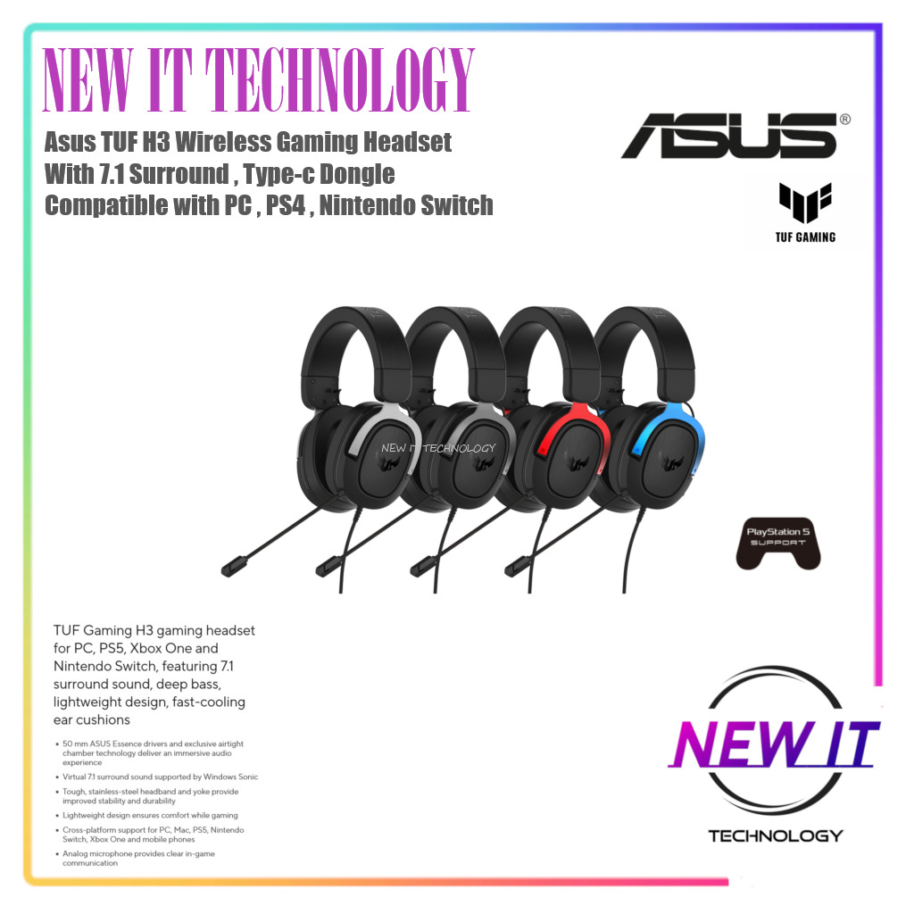 ASUS TUF Gaming H3 Wired Gaming Headset 7.1 Surround Sound 50 mm ASUS