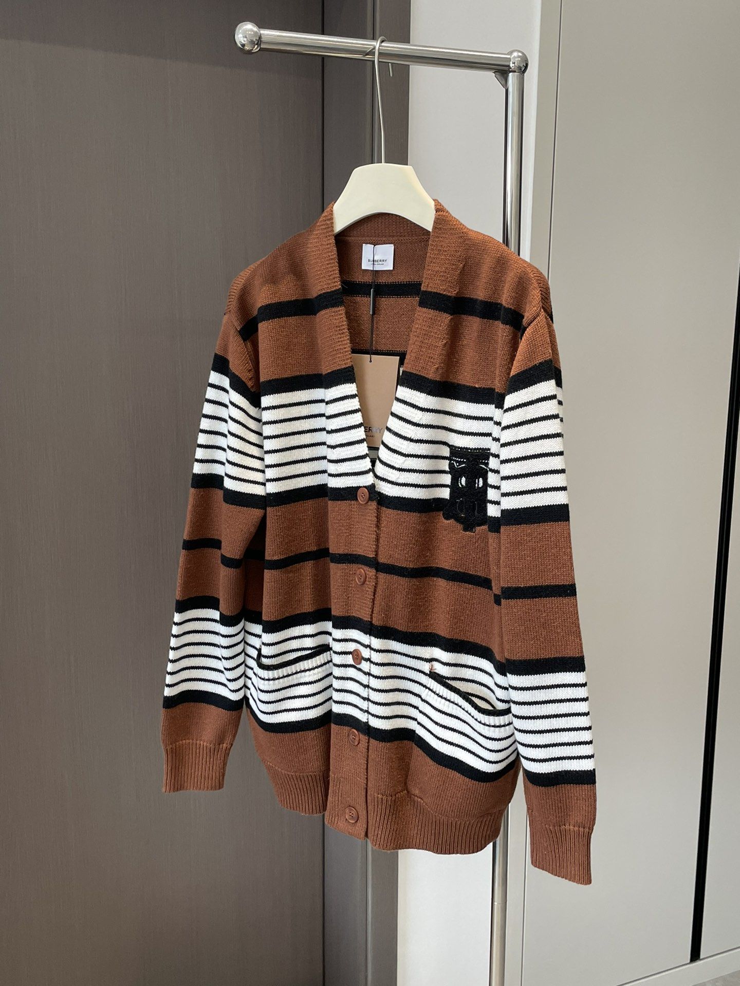 Authentic Burberry New Brown Striped Cardigan Women s Fashion Tops Longsleeves on Carousell