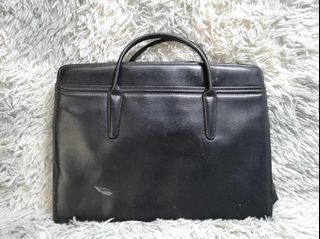 Black Zipper Leather Laptop Bag