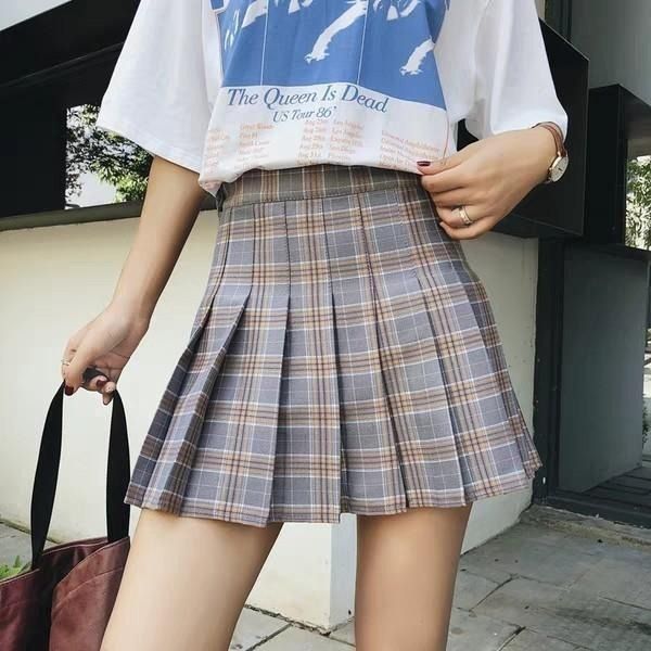 BN Mini SkirtGray Plaid Checkered mini short Skirt with inner