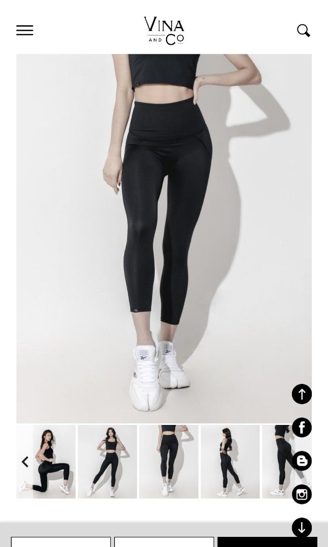 BNWT Vina & Co Original Hip Up Length 8 Korean Leggings in Black, Women's Fashion, Activewear on