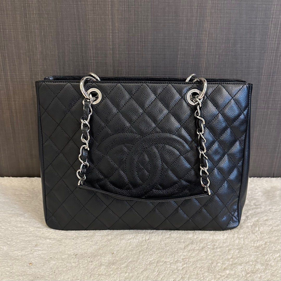 Chanel GST Grand Shopping Tote Black Caviar SHW, Luxury, Bags