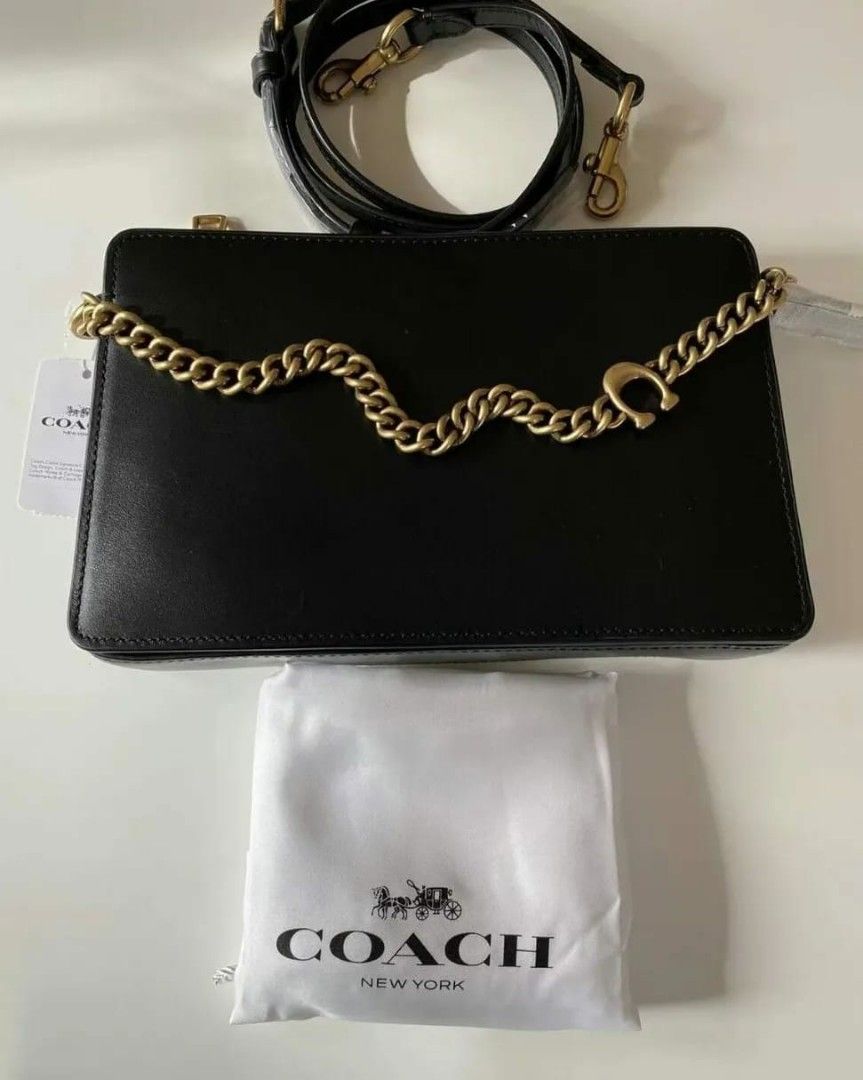 Coach refined calf 2025 leather signature chain crossbody