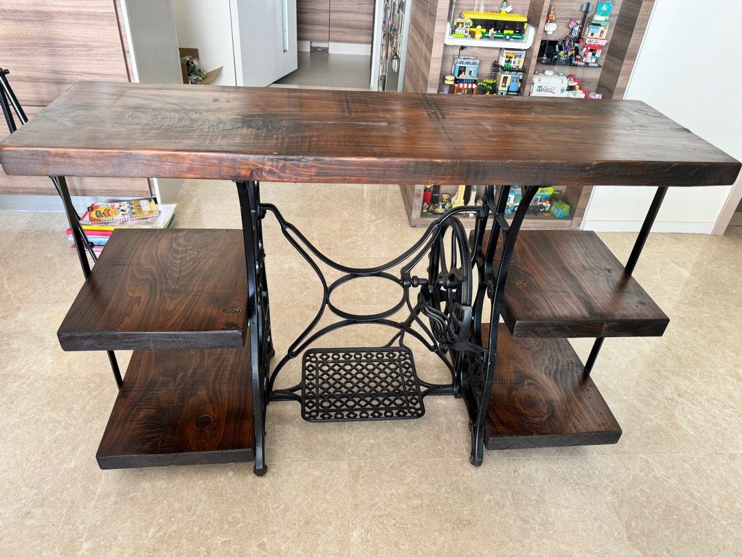 Sewing Machine Console Console - industrial style with sewing machine base, Furniture & Home ...