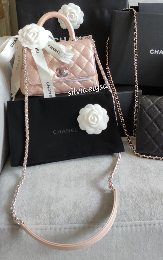 CRAZY PRICE REDUCTUON ONLY FAST DEAL TONITE CHANEL COCO HANDLE PINK  IRIDESCENT BRAND NEW, Luxury, Bags & Wallets on Carousell