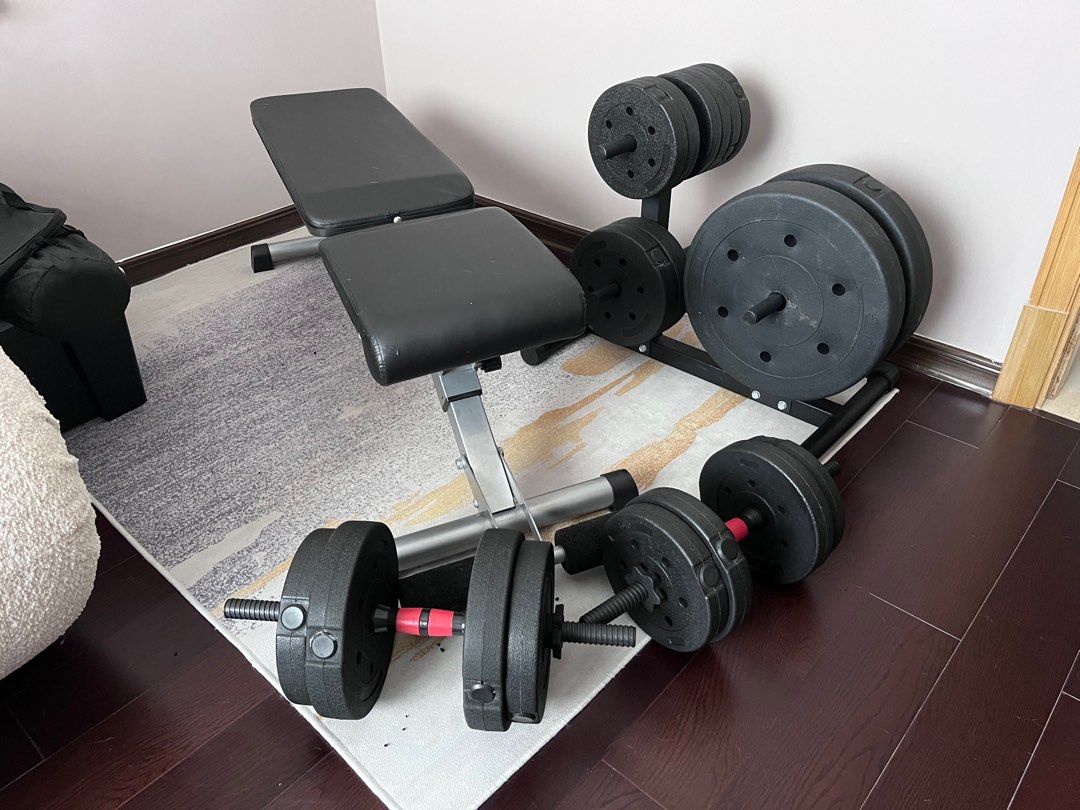 Dumbell and deals bench set