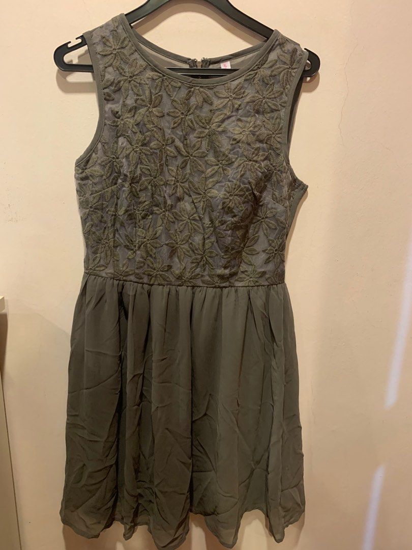 Grey floral skater dress on sale