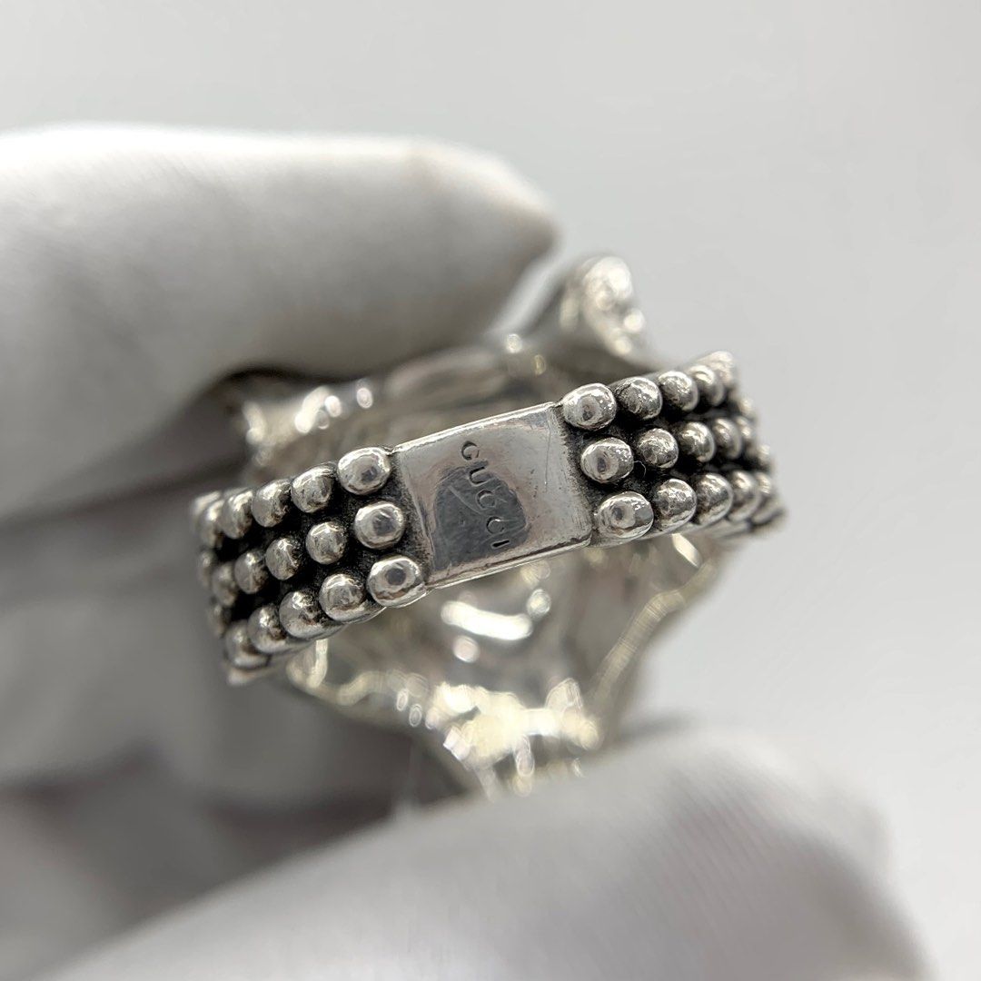 DISCOUNTED GUCCI AG925 18.30G ANGER FOREST WOLF HEAD SILVER RING