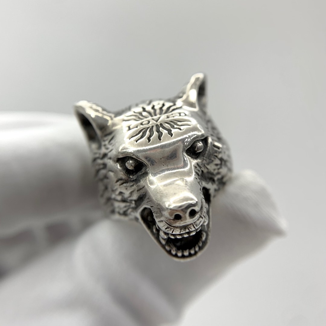 Anger forest wolf head cheap ring