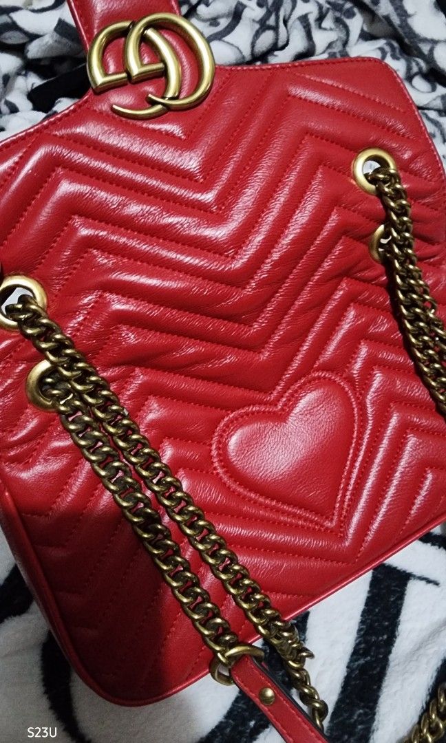 Gucci Marmont Red Medium Matelasse Leather Luxury Bags Wallets on Carousell