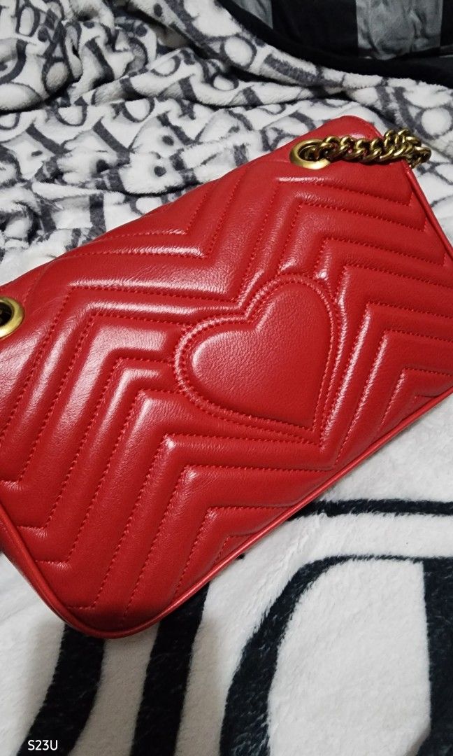 Gucci Marmont Red Medium Matelasse Leather Luxury Bags Wallets on Carousell