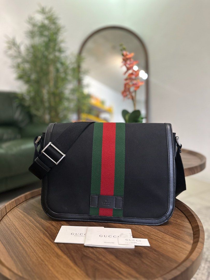 Gucci Techno Canvas Web Stripe Messenger Bag