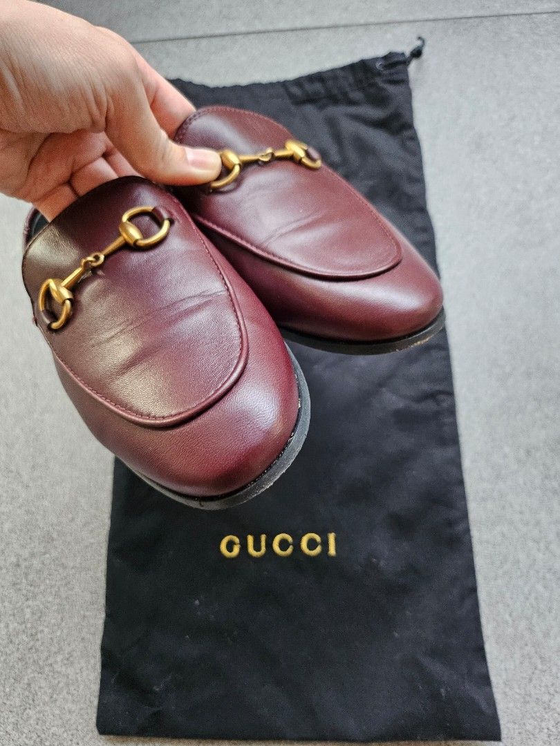 Gucci Women s Brixton Horsebit Convertible Loafer in Maroon Red Size 36