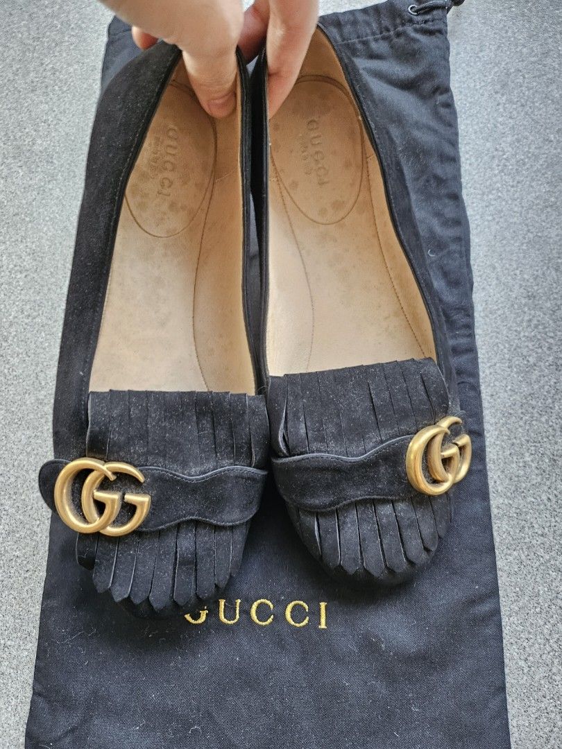 Gucci Women s GG Marmont Suede Fringe in 36.5
