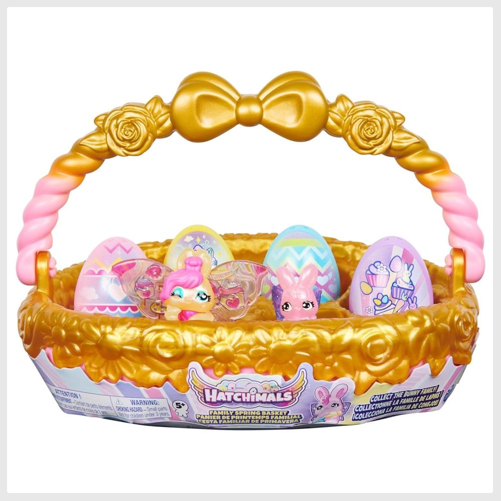 Hatchimals CollEGGtibles Bunny Family Spring Basket Gold Pink