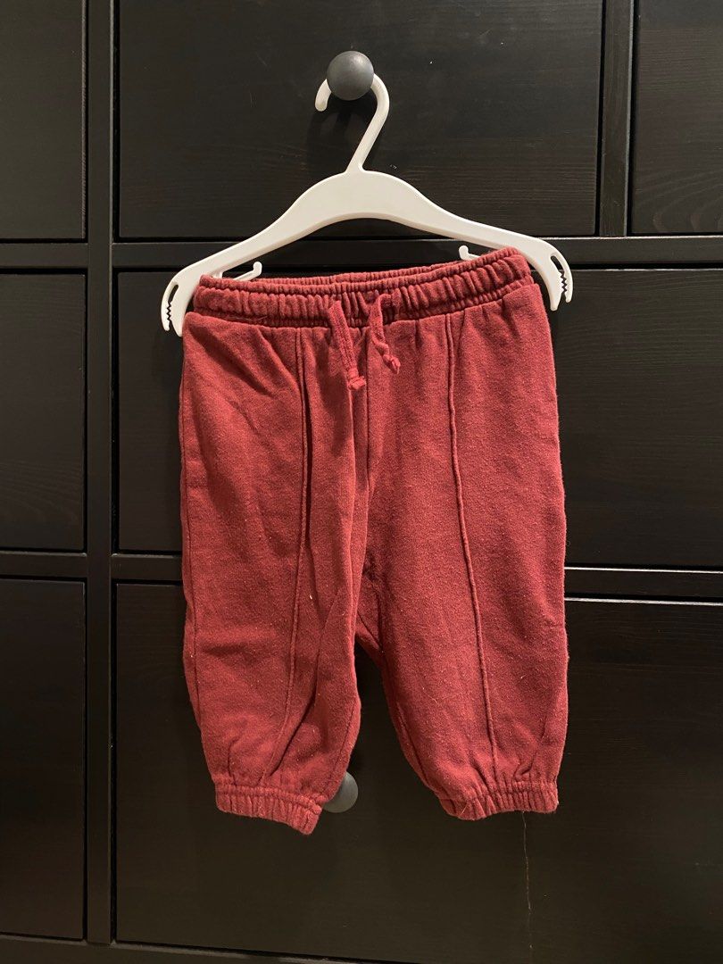 H M 6 12m sweatpants jogger brick red maroon