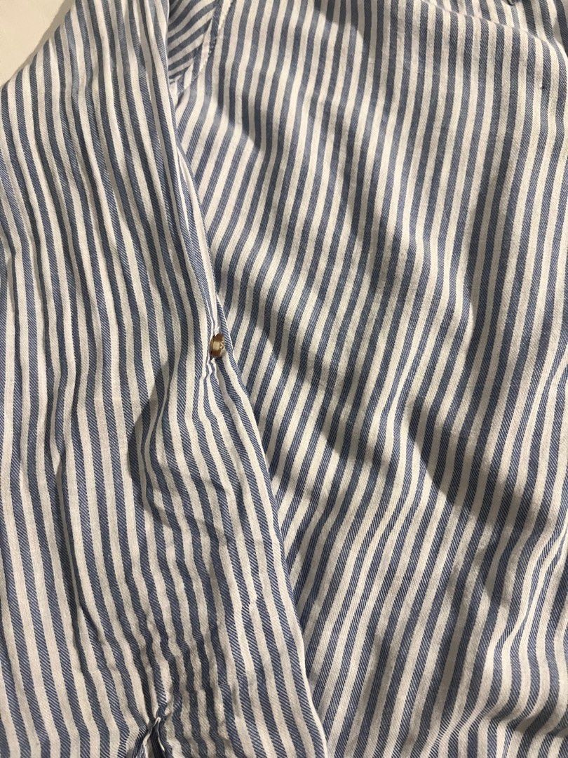 Hollister Striped Button Half Down Shirt, Women's Fashion, Tops