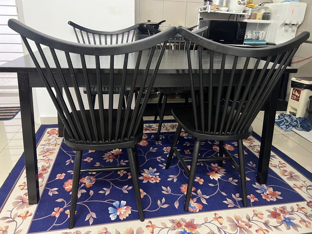 Ikea Tranetorp Extendable Table Meja Makan 4 Trendig Chairs