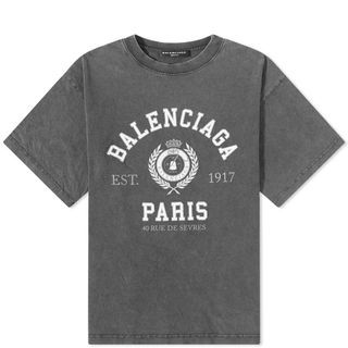 (INSTOCK) BALENCIAGA VARSITY LOGO WASHED BLACK TEE