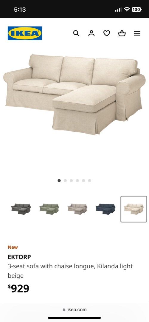 L shaped Ikea Sofa EKTORP, Furniture & Home Living, Furniture, Sofas